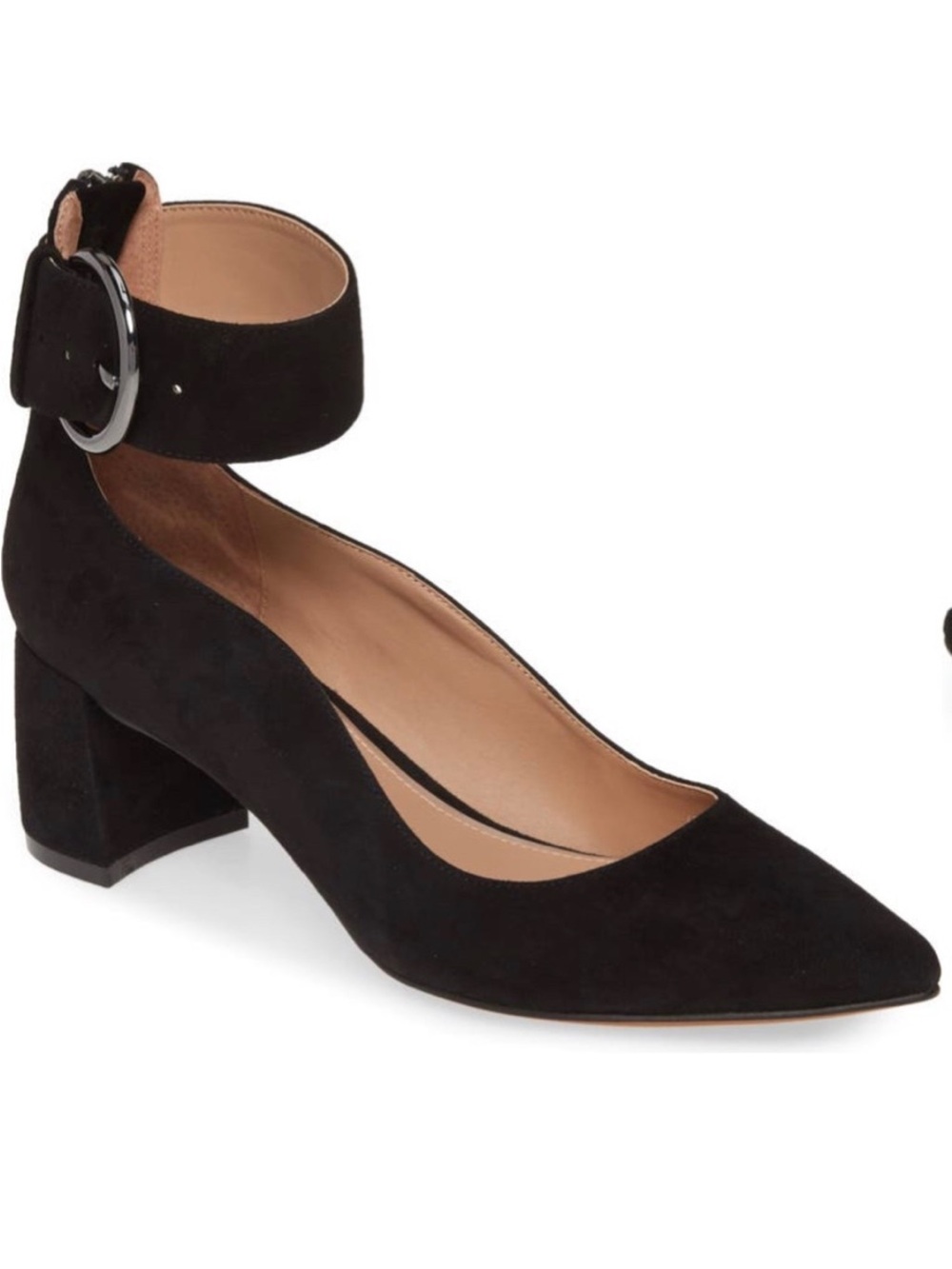 Linea Paola Women’s Corwyn Black Suede Ankle-Strap Block Heel Pump Size 7 NWB